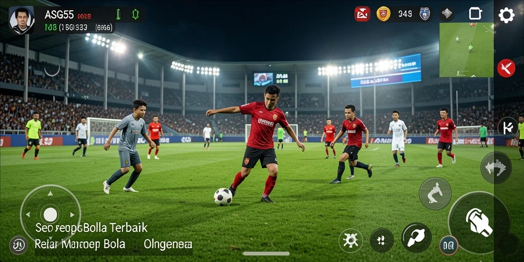 Gameplay ASG55 yang mendebarkan dengan aksi sepak bola nyata.
