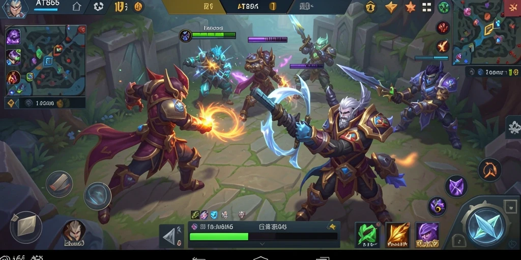 Gameplay seru AT866 menampilkan pertempuran hero yang intens.