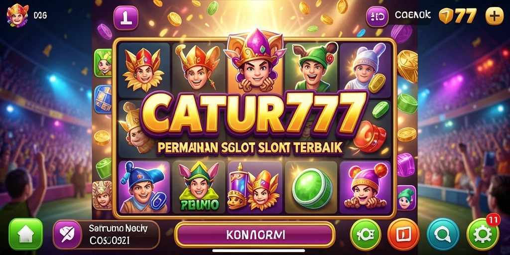 Screenshot menunjukkan kegembiraan gameplay di CATUR777 slot.