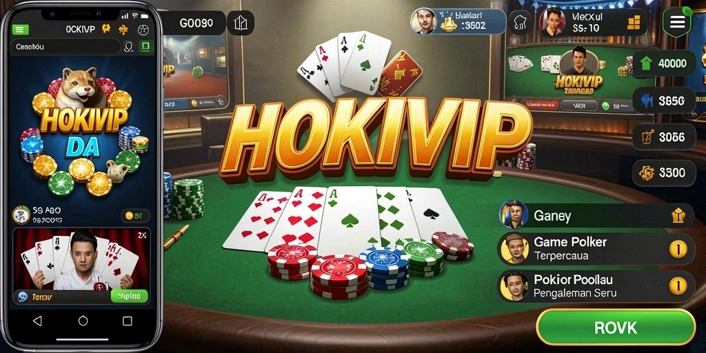 Screenshot gameplay HOKIVIP dengan antarmuka poker yang menarik.