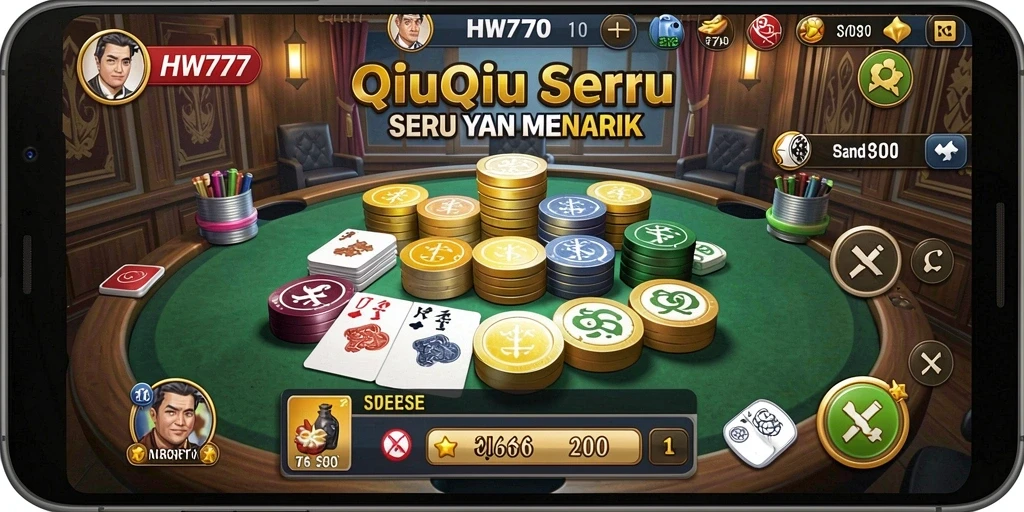 Screenshot HW777 menampilkan aksi seru permainan QiuQiu.