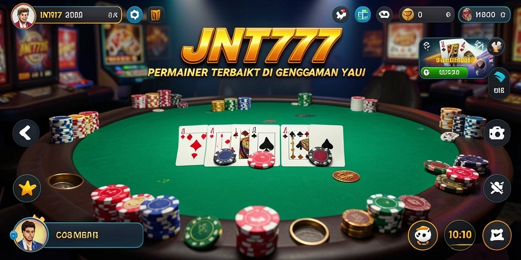 Screenshot JNT777 menampilkan aksi seru di meja Poker.