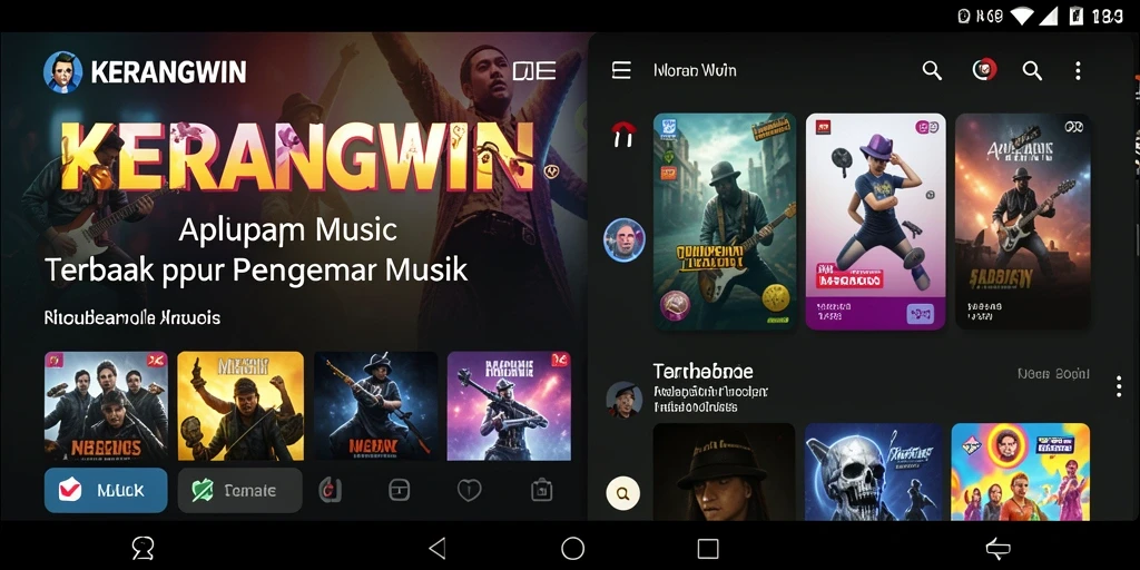Tampilan gameplay KERANGWIN dengan fitur musik interaktif yang menarik.