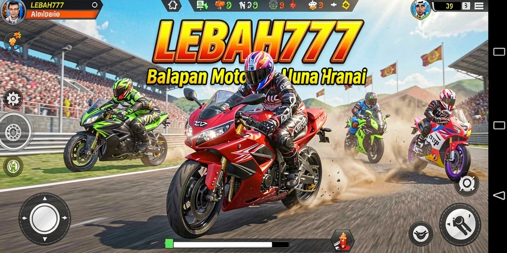 Gameplay menegangkan di LEBAH777 dengan balapan motor yang seru.
