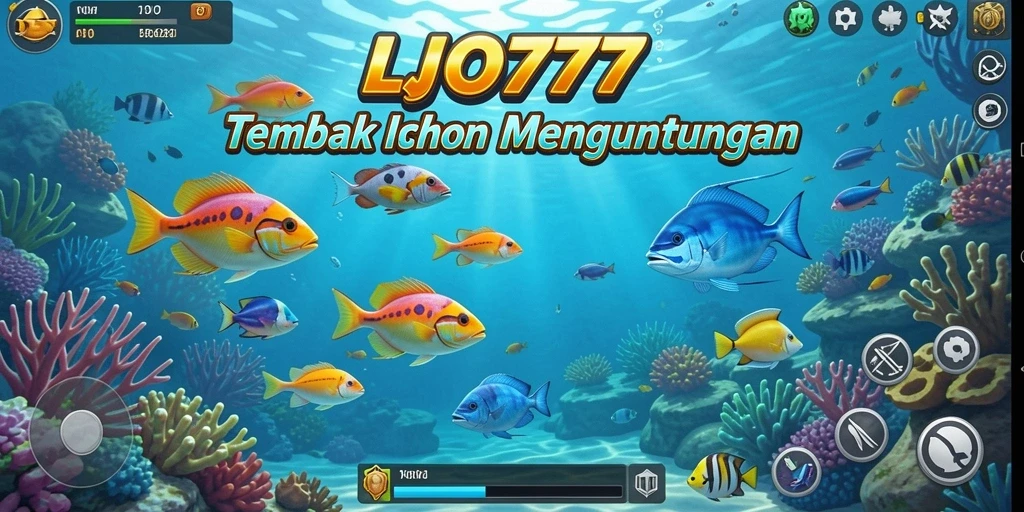 Screenshot LJO777 menampilkan aksi menembak ikan yang seru.
