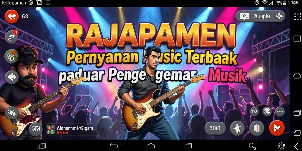 Screenshot gameplay RAJAPAMEN yang menampilkan pengalaman musik interaktif.