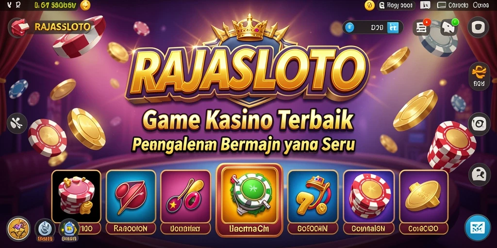 Screenshot RAJASLOTO menunjukkan gameplay Kasino yang mendebarkan dan penuh warna.