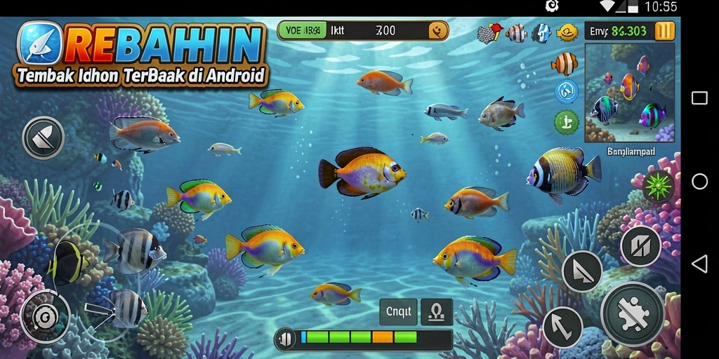 Gameplay seru dalam menangkap ikan di REBAHIN.